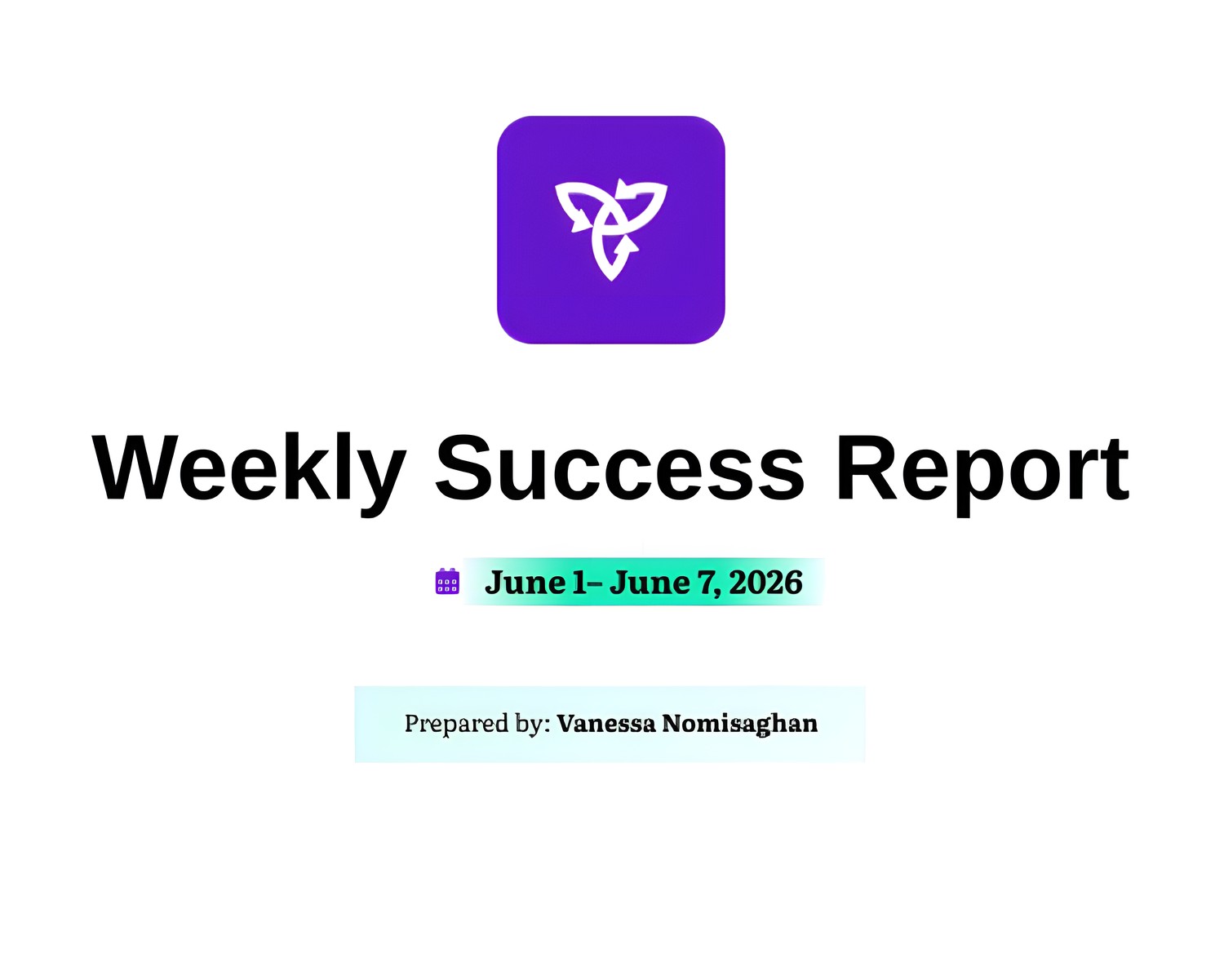 Weekly Success Report prepared by Vanessa for the Yolat customer team